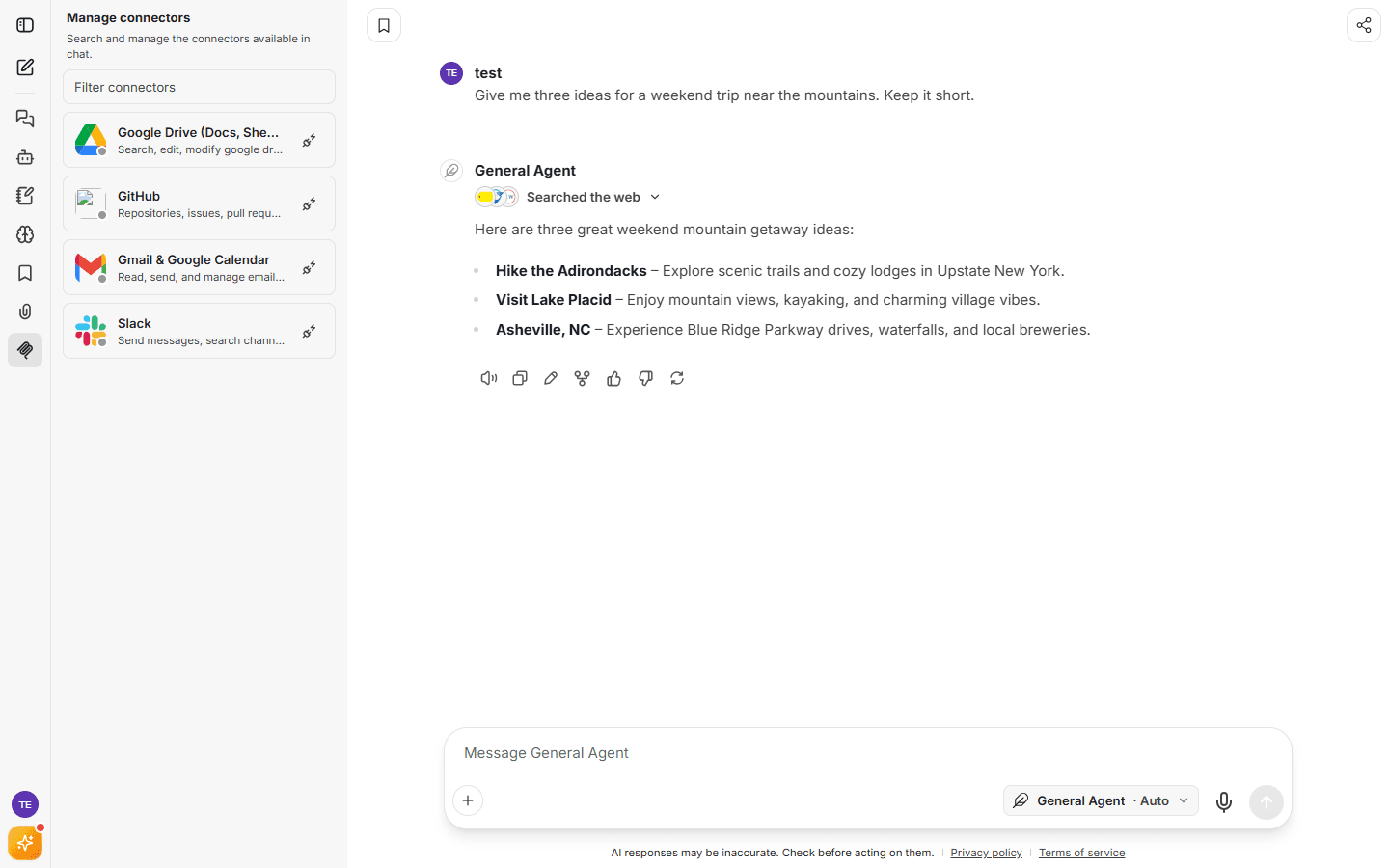 A conversation in Aize Chat with a web-searched answer