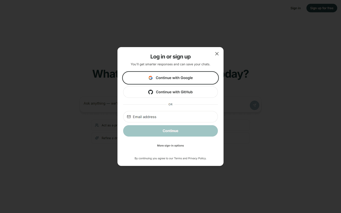 Sign-in options
